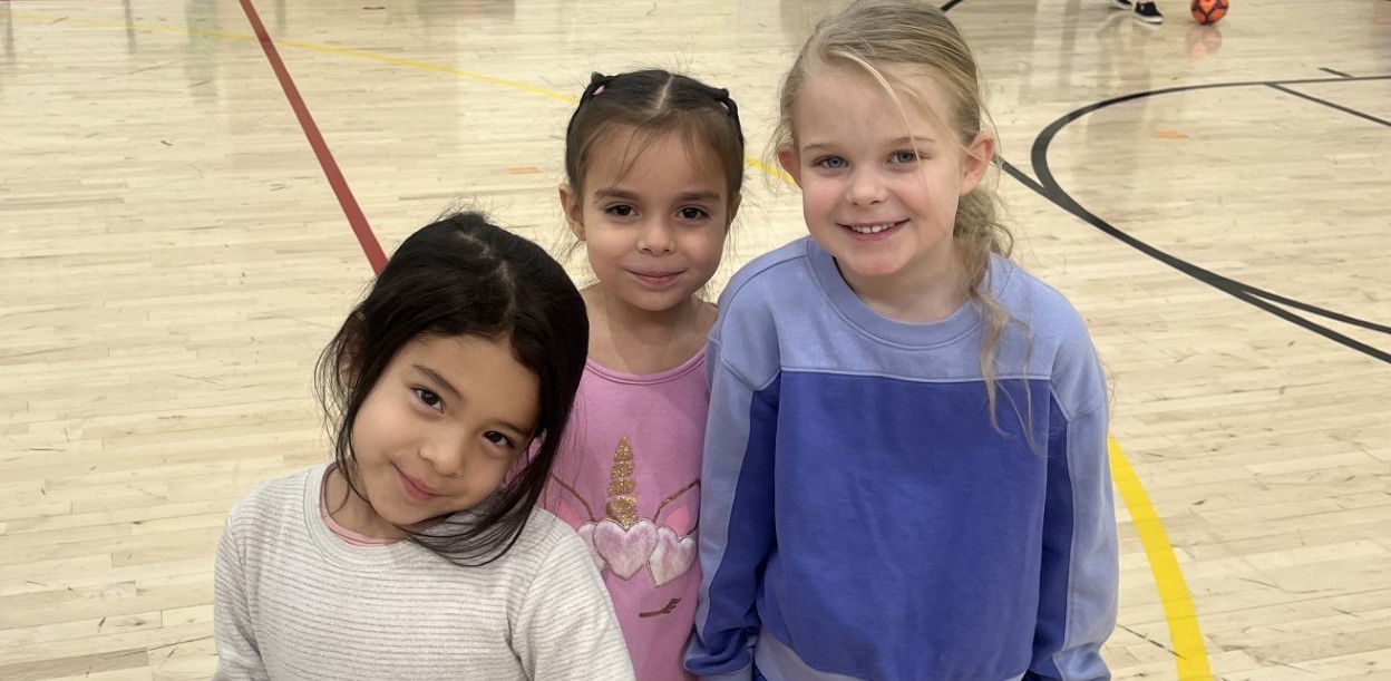 group of girl students in gym class